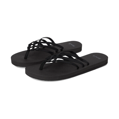 Sanuk Women Yoga Sandy II Memory Foam Flip Flop Sandal Black