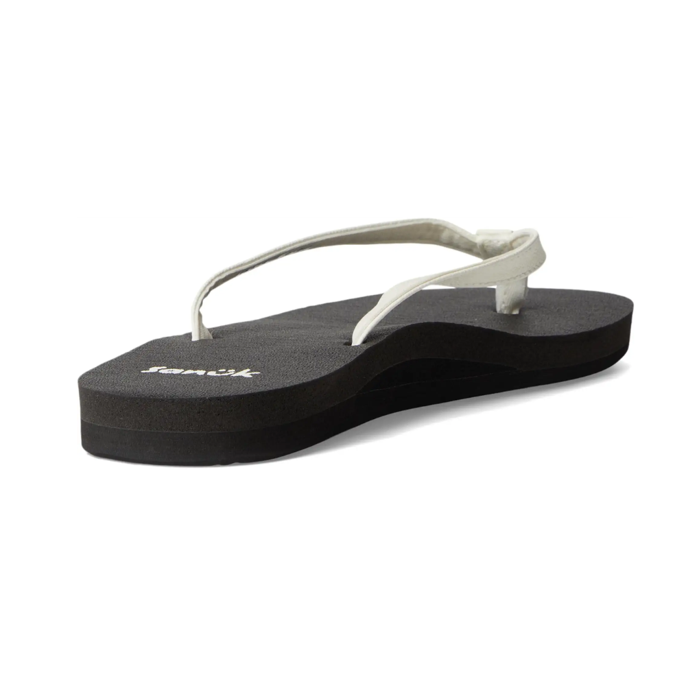 Sanuk Womens Yoga Joy II Flip Flop Sandals White/Black Memory Foam Yoga Mat