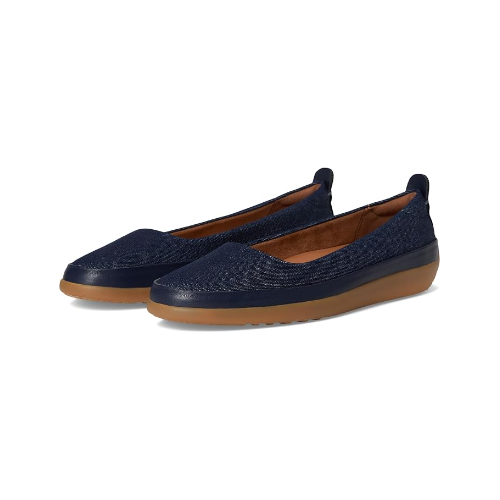 SoftWalk Disa Women's Leather Slip-On Flat - Blue Denim