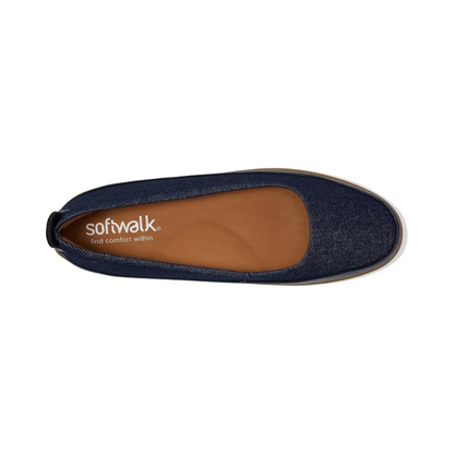 SoftWalk Disa Women's Leather Slip-On Flat - Blue Denim