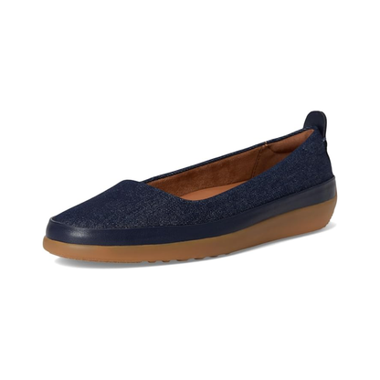 SoftWalk Disa Women's Leather Slip-On Flat - Blue Denim