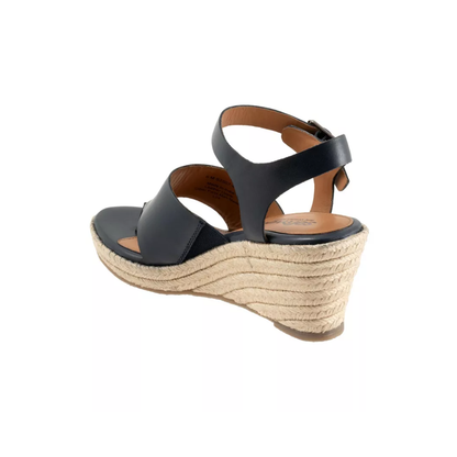 SoftWalk Hilo Women's Leather Platform Wedge Sandal - Black