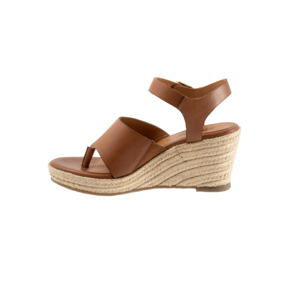 SoftWalk Hilo Women's Leather Platform Wedge Sandal - Luggage