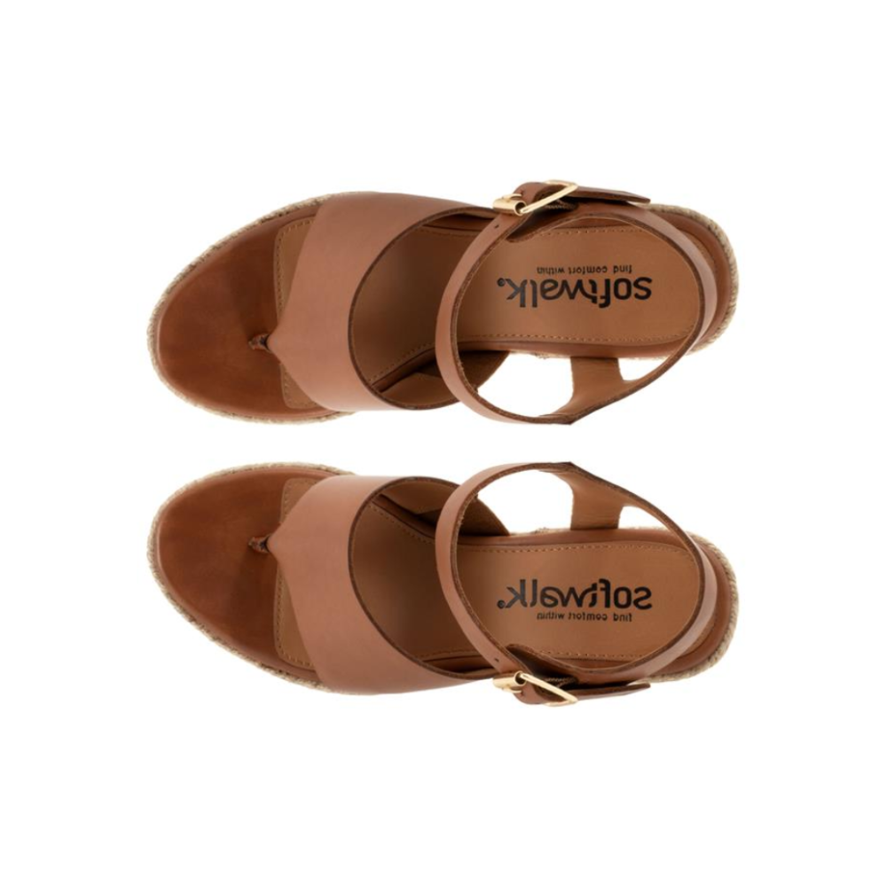 SoftWalk Hilo Women's Leather Platform Wedge Sandal - Luggage