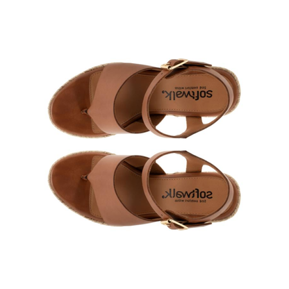 SoftWalk Hilo Women's Leather Platform Wedge Sandal - Luggage
