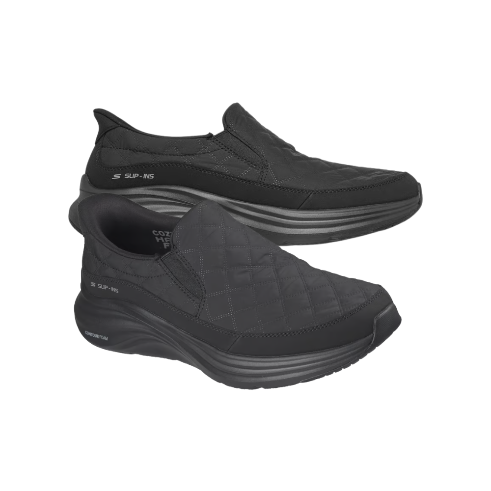 Skechers Men's Slip-ins: Contour Foam - Cozy Fit Nordain Vegan Walking Shoes - Black