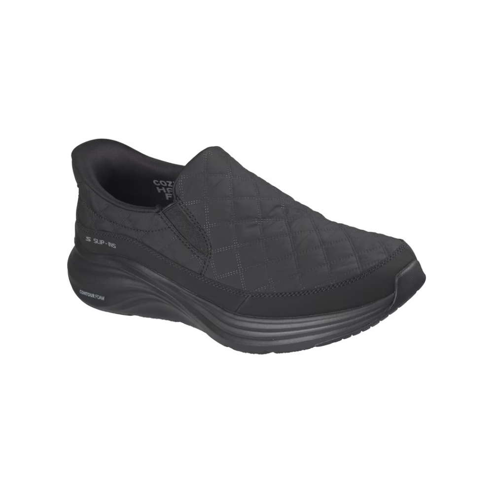 Skechers Men's Slip-ins: Contour Foam - Cozy Fit Nordain Vegan Walking Shoes - Black