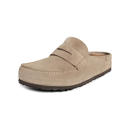 Birkenstock Loafer-Inspired Naples Clog Wrapped Suede Taupe