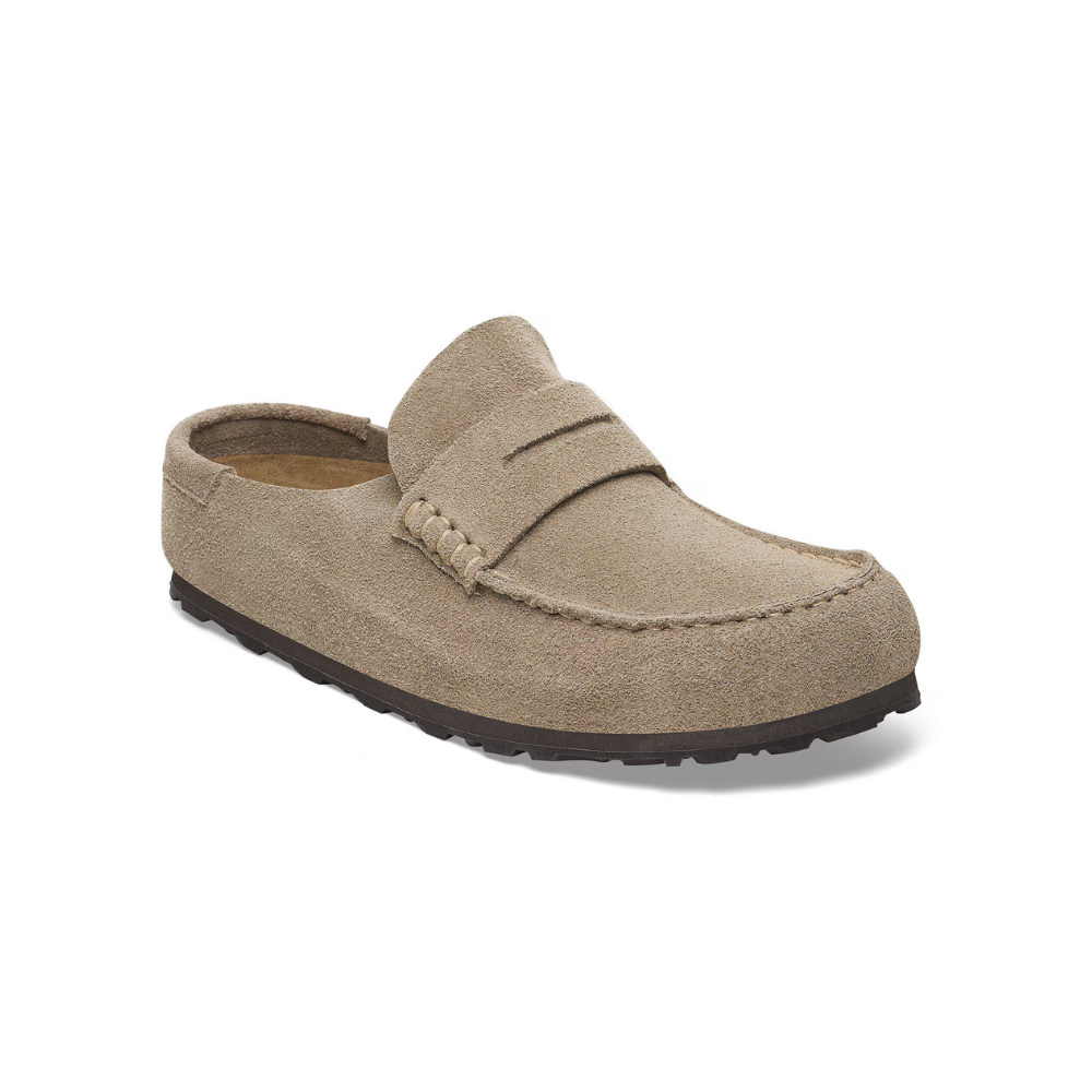 Birkenstock Loafer-Inspired Naples Clog Wrapped Suede Taupe