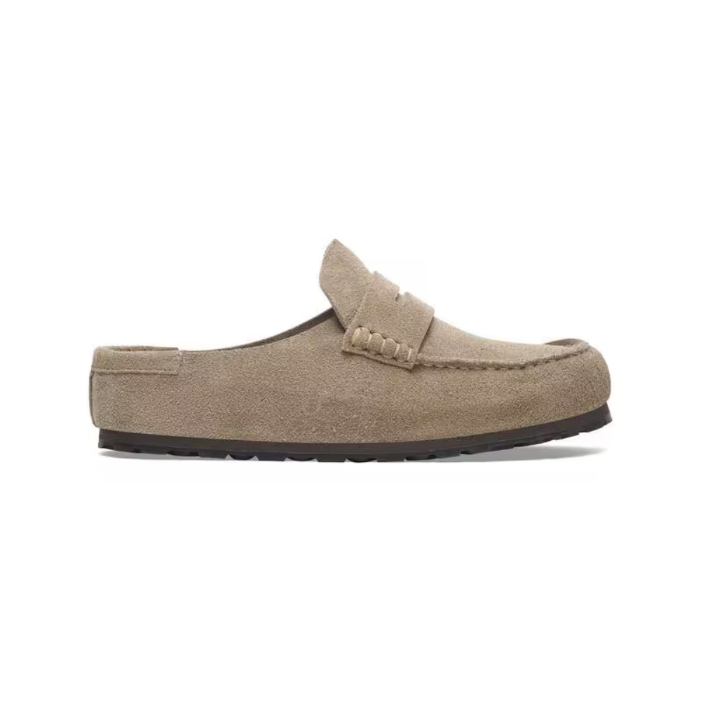 Birkenstock Loafer-Inspired Naples Clog Wrapped Suede Taupe