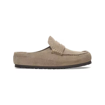 Birkenstock Loafer-Inspired Naples Clog Wrapped Suede Taupe