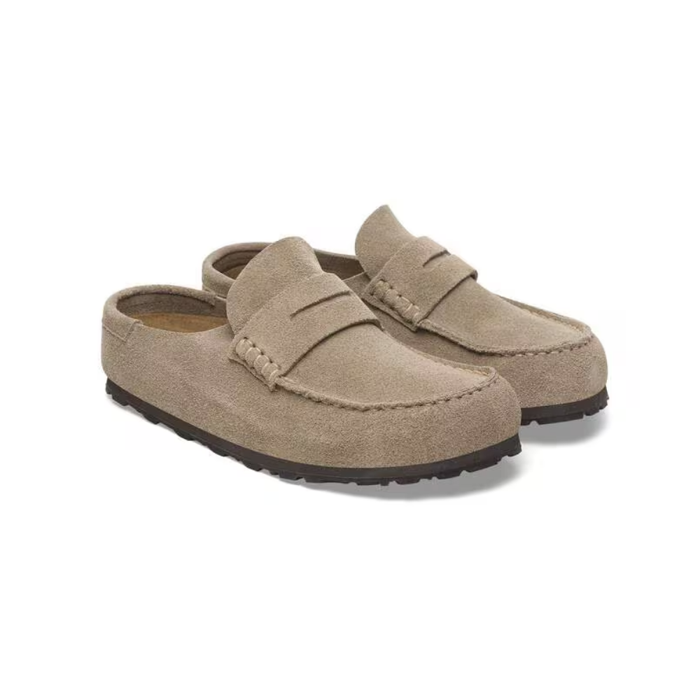 Birkenstock Loafer-Inspired Naples Clog Wrapped Suede Taupe