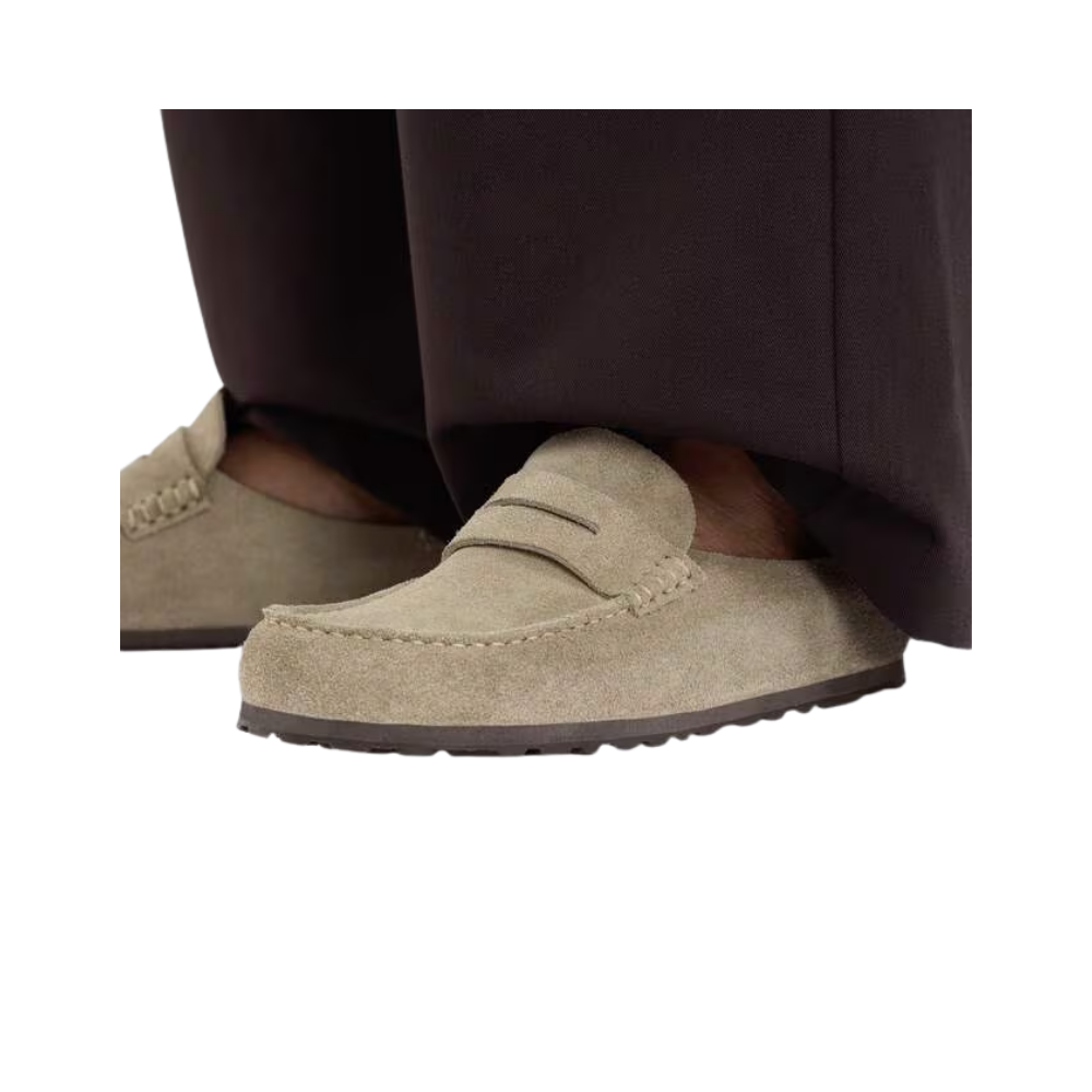 Birkenstock Loafer-Inspired Naples Clog Wrapped Suede Taupe