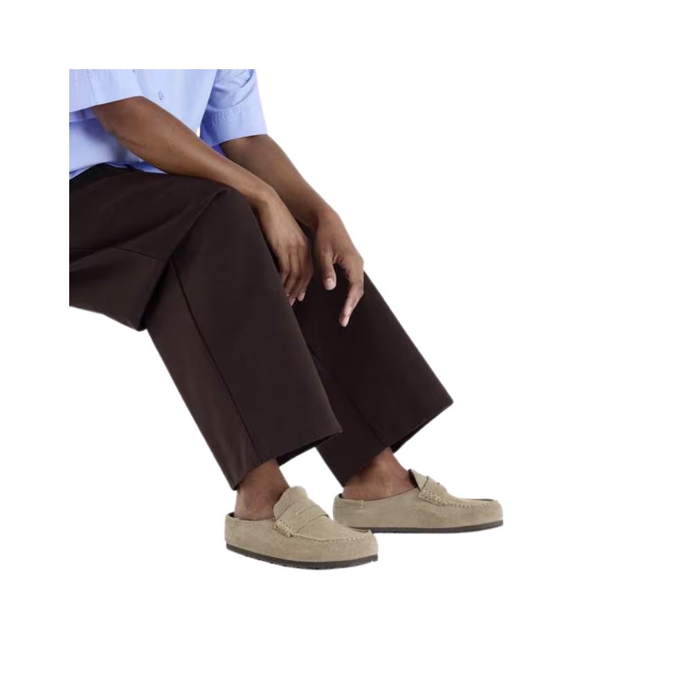 Birkenstock Loafer-Inspired Naples Clog Wrapped Suede Taupe