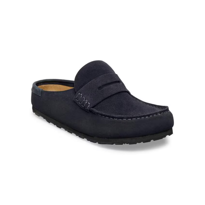Birkenstock Loafer-Inspired Naples Clog Wrapped Suede Nubuck in Midnight Blue