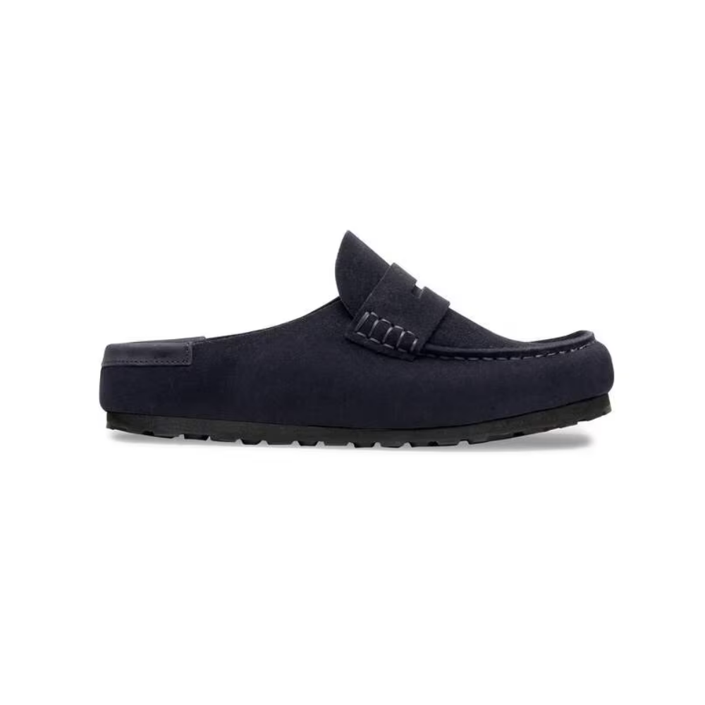 Birkenstock Loafer-Inspired Naples Clog Wrapped Suede Nubuck in Midnight Blue