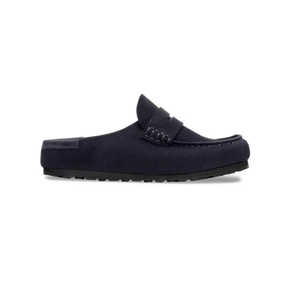 Birkenstock Loafer-Inspired Naples Clog Wrapped Suede Nubuck in Midnight Blue