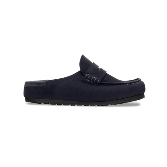 Birkenstock Loafer-Inspired Naples Clog Wrapped Suede Nubuck in Midnight Blue