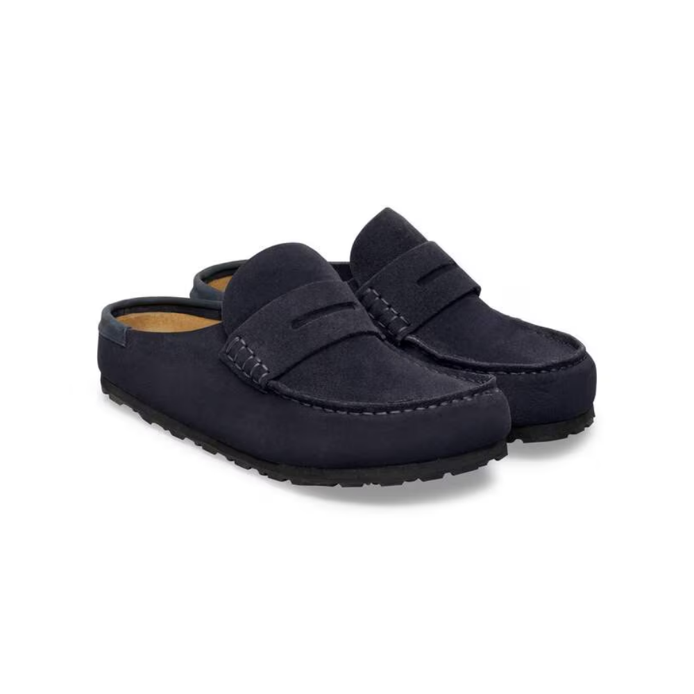 Birkenstock Loafer-Inspired Naples Clog Wrapped Suede Nubuck in Midnight Blue