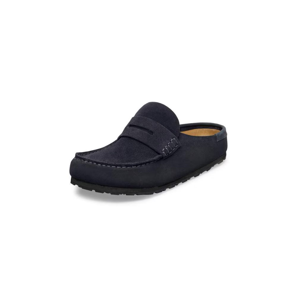Birkenstock Loafer-Inspired Naples Clog Wrapped Suede Nubuck in Midnight Blue