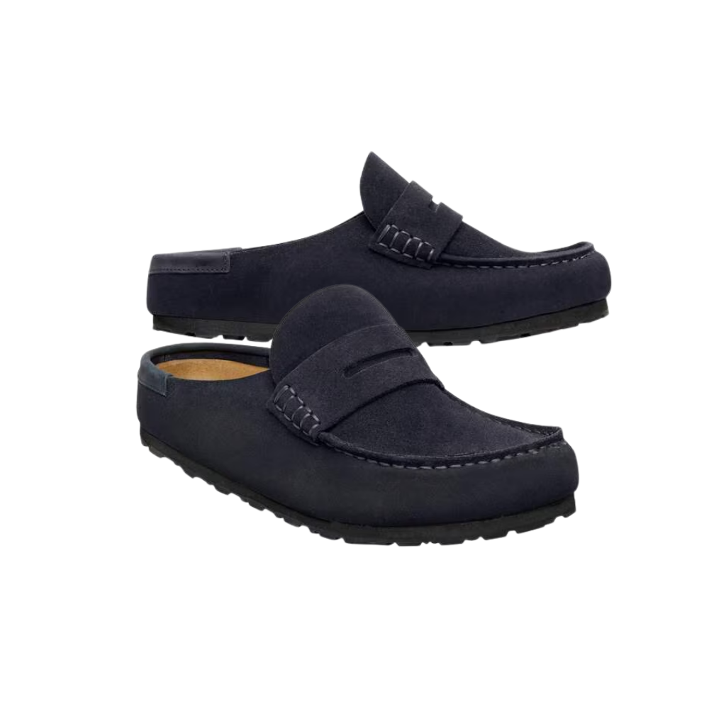 Birkenstock Loafer-Inspired Naples Clog Wrapped Suede Nubuck in Midnight Blue