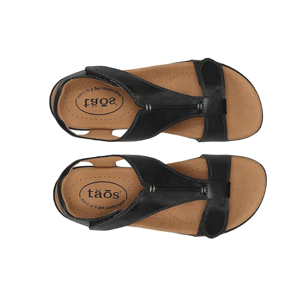 Taos The Show Premium Leather Women's Adjustable Sandal Black