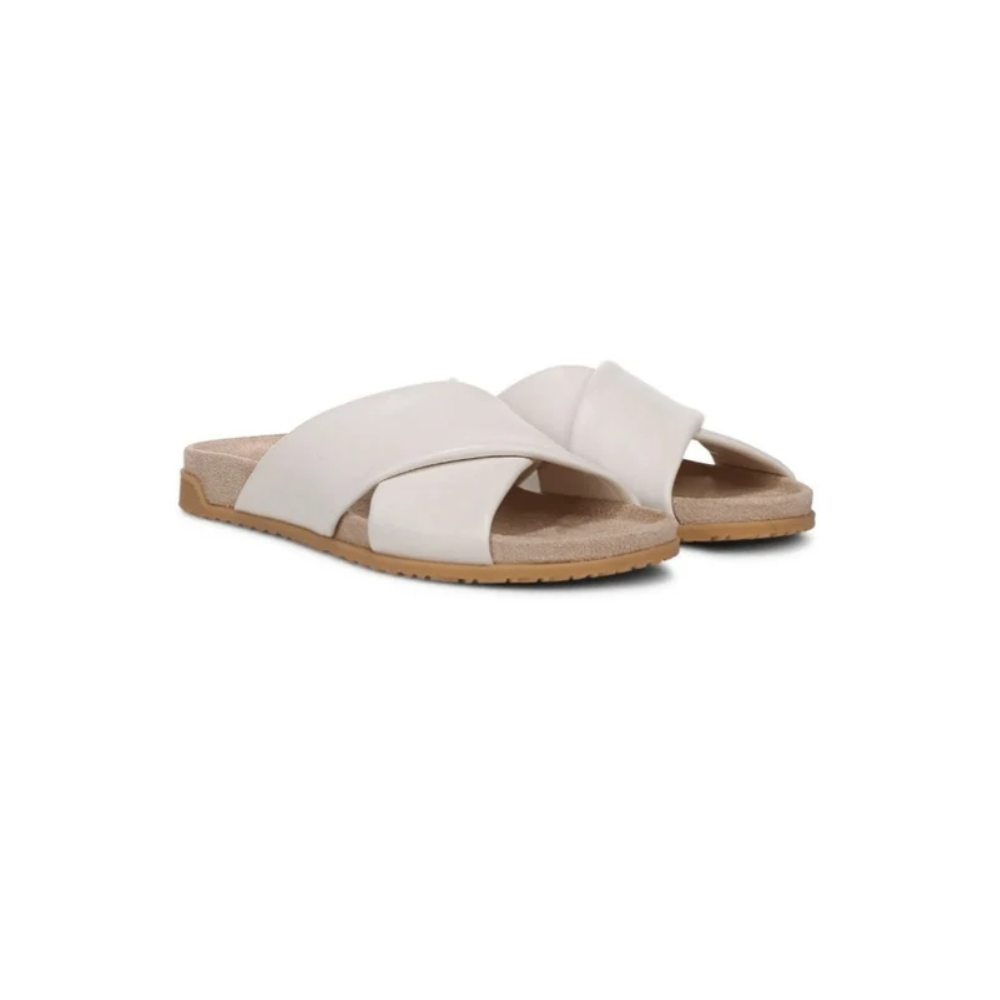 Vionic Women's Etna Orthotic Crossover Slide Sandals – Sea Salt Leather