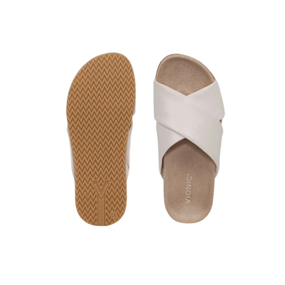 Vionic Women's Etna Orthotic Crossover Slide Sandals – Sea Salt Leather