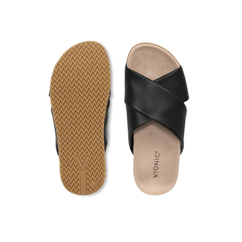 Vionic Women's Etna Orthotic Crossover Slide Sandals Black