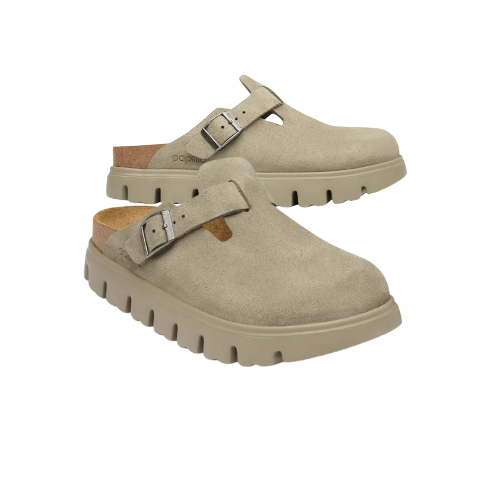 Birkenstock Women's Boston Chunky Suede Leather Clogs Taupe