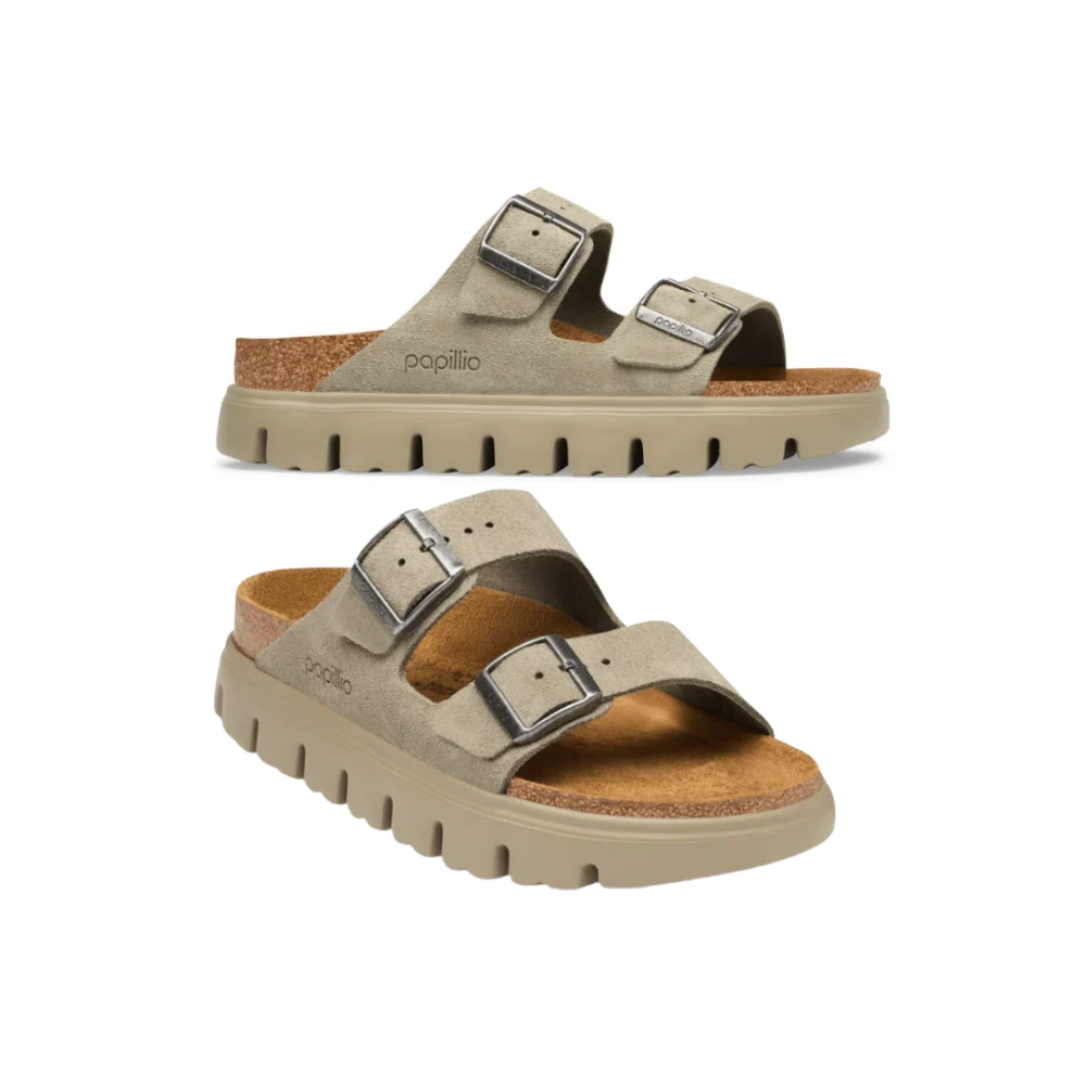 Birkenstock Women's Arizona Chunky Suede Leather Platform Sandals - Taupe