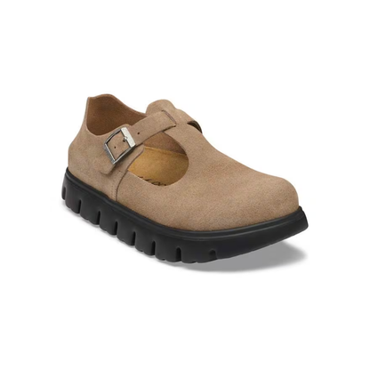 Birkenstock Paris PAP Chunky Women’s Clog Gray Taupe Suede Leather Shoes