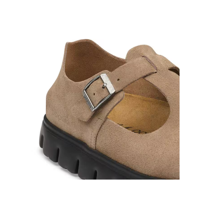 Birkenstock Paris PAP Chunky Women’s Clog Gray Taupe Suede Leather Shoes