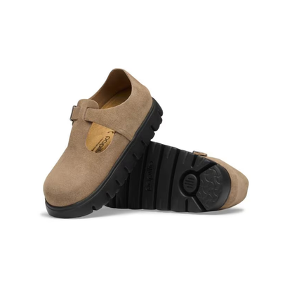 Birkenstock Paris PAP Chunky Women’s Clog Gray Taupe Suede Leather Shoes