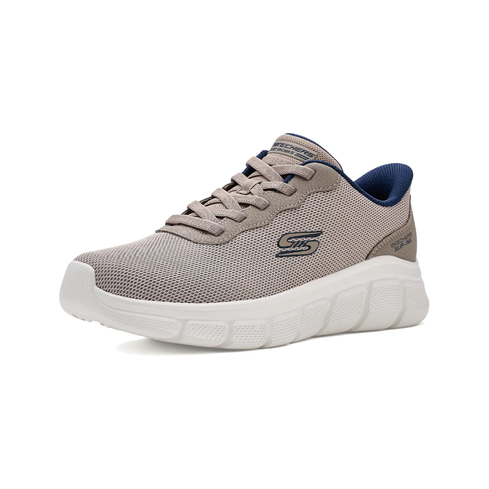 Skechers Men’s BOBS B Flex Glacial Edge Slip-ins Taupe Hands-Free Walking Shoes