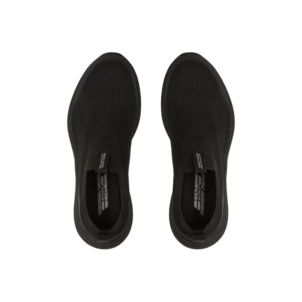 Skechers Men's BOBS Moda Flex Broad Acre Laceless Sneaker Black Slip-On Shoes