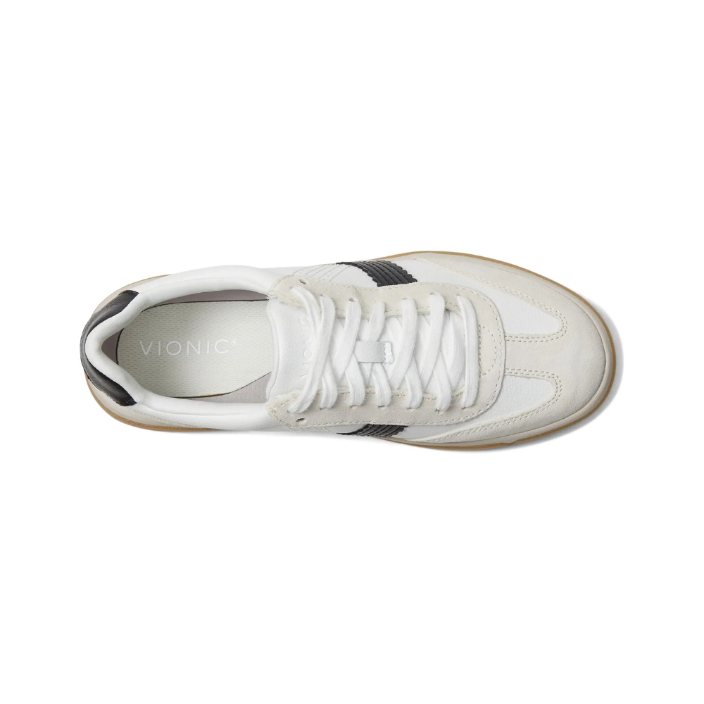 Vionic Women's City Walk Walking Shoes White Black Leather Comfort Sneakers
