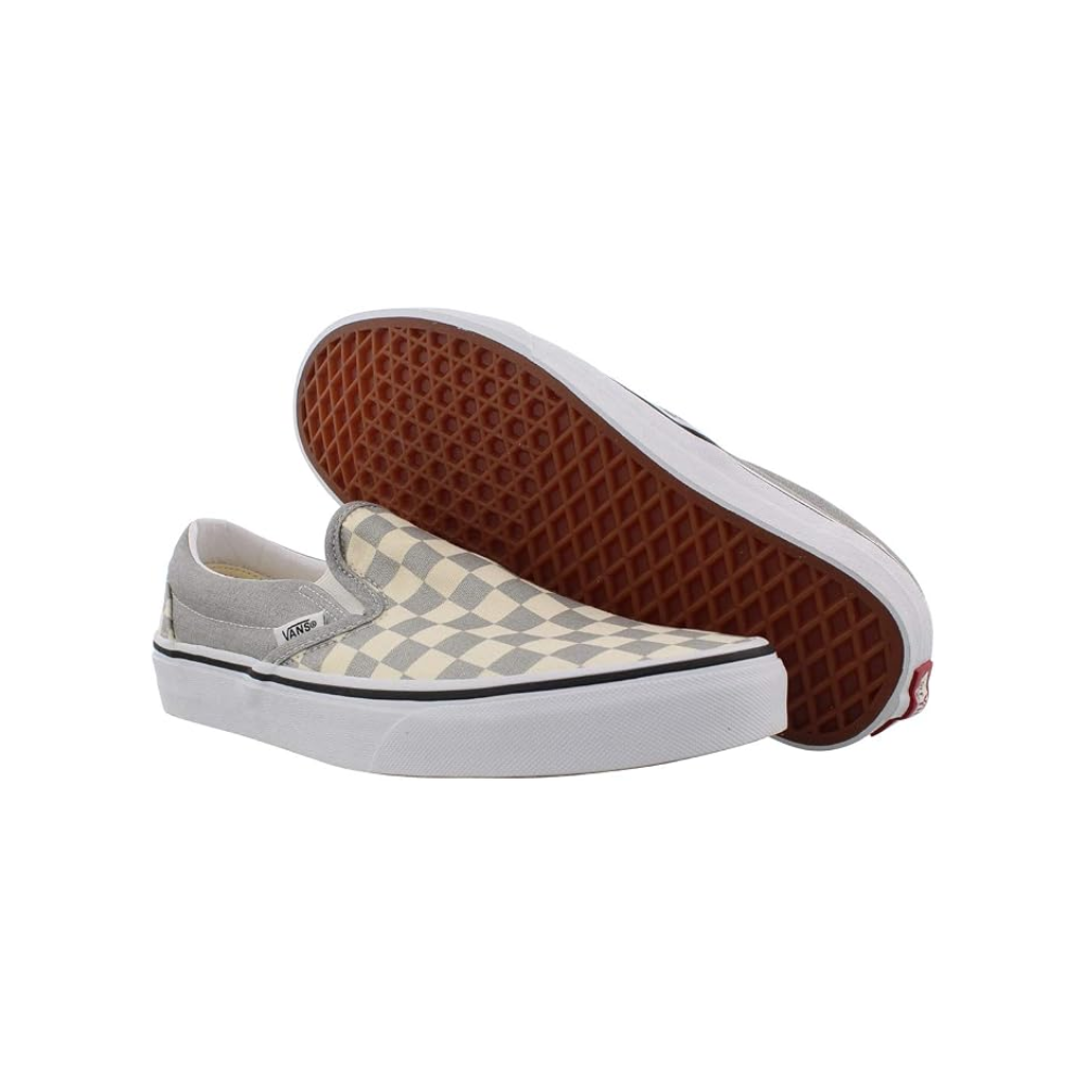 Vans Classic Slip-On Unisex Checkerboard Silver True White Shoes