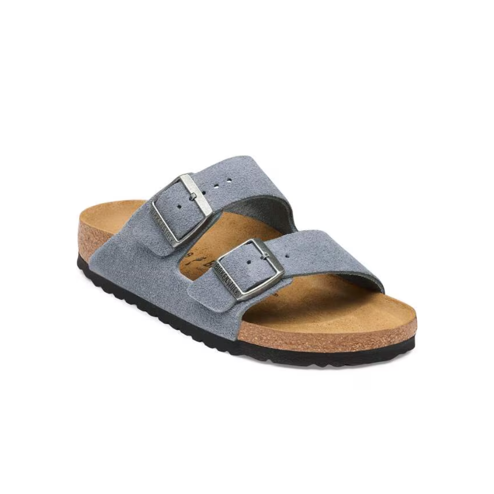 Birkenstock Arizona Suede Leather Unisex Stone Blue Sandals