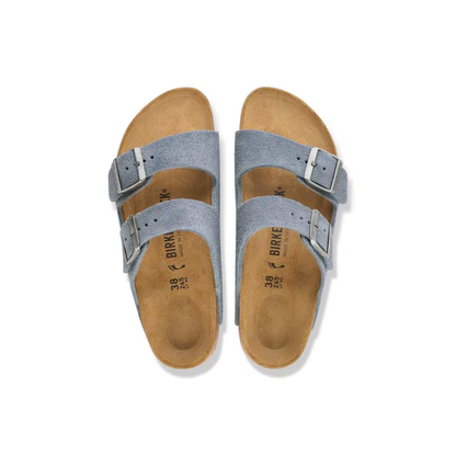 Birkenstock Arizona Suede Leather Unisex Stone Blue Sandals