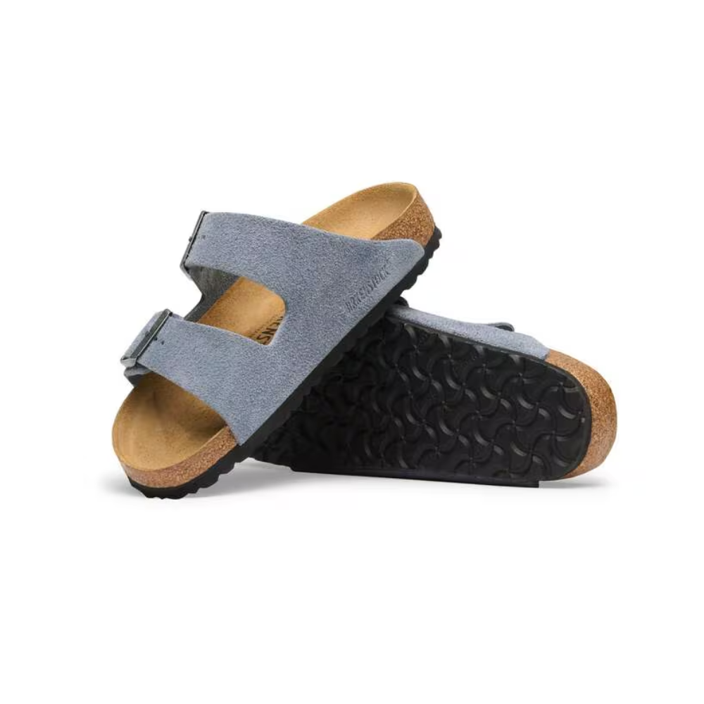 Birkenstock Arizona Suede Leather Unisex Stone Blue Sandals