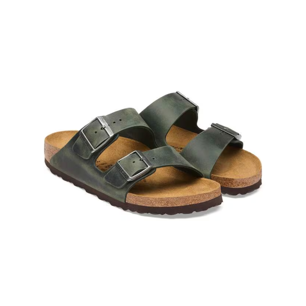 Birkenstock Arizona Oiled Leather Unisex Sandals Thyme Wide