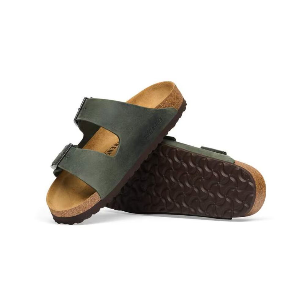 Birkenstock Arizona Oiled Leather Unisex Sandals Thyme Wide