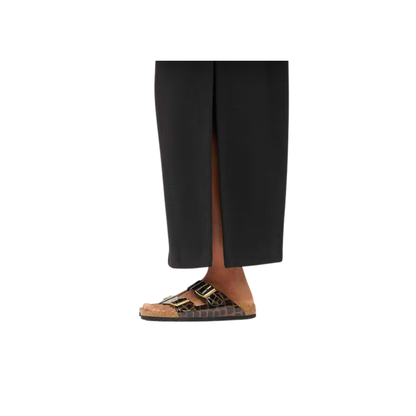 Birkenstock Arizona  Two Tone Croc Embossed Leather Black