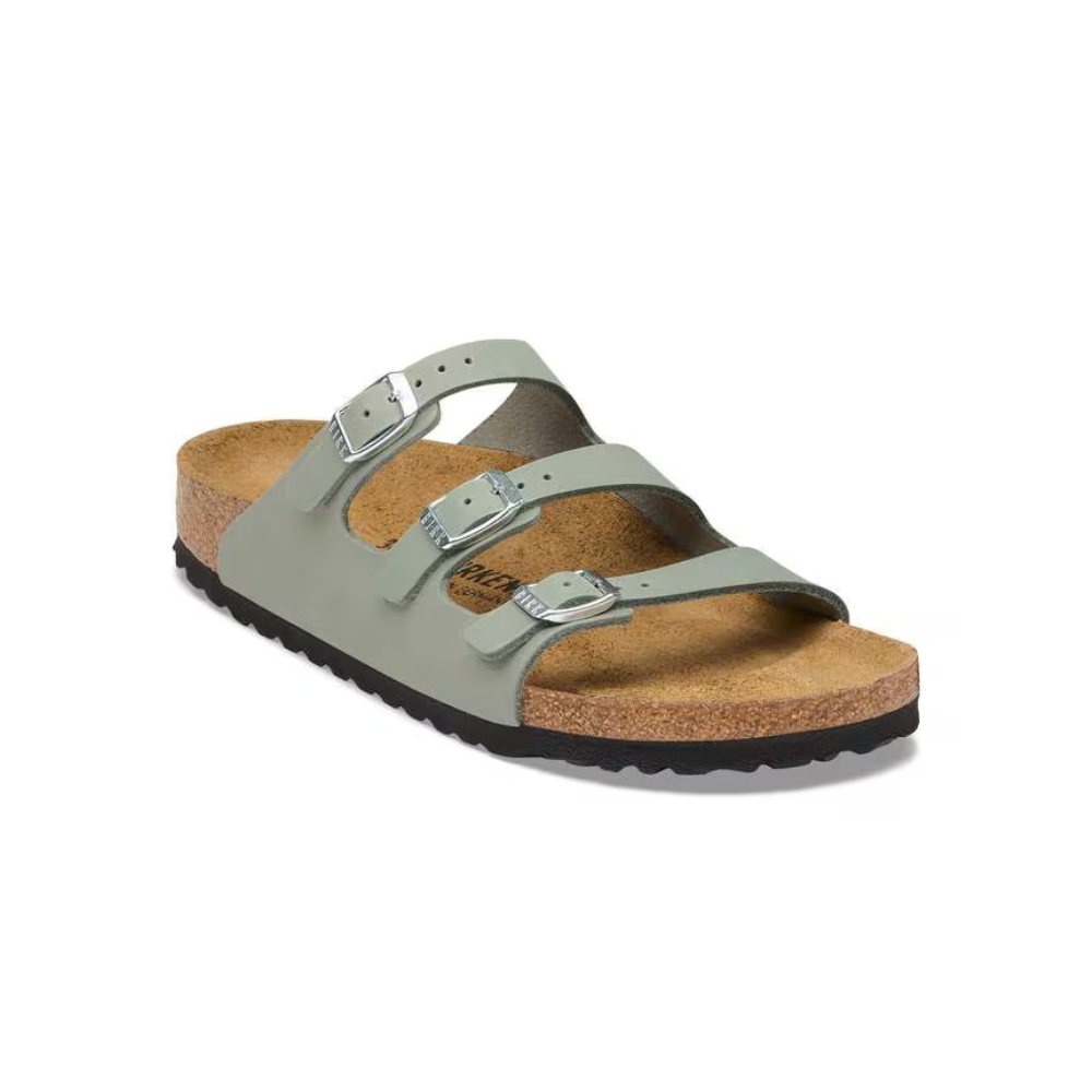 Birkenstock Florida Fresh Three Strap Sandals Oiled Nubuck Leather Pure Sage