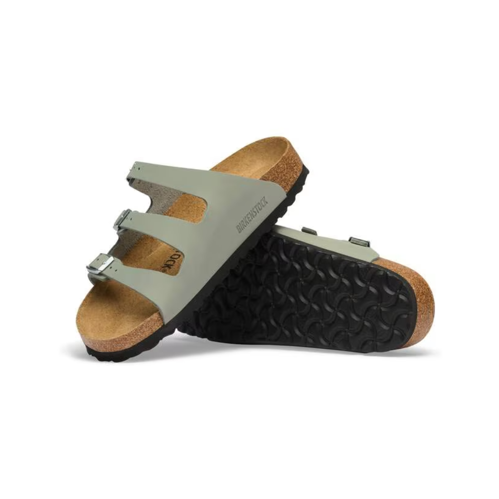 Birkenstock Florida Fresh Three Strap Sandals Oiled Nubuck Leather Pure Sage