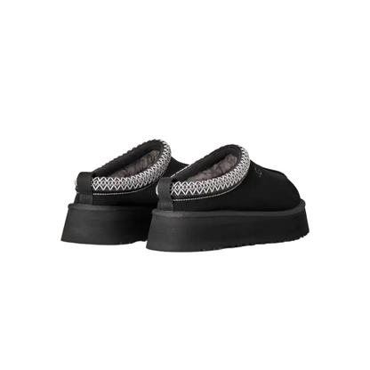 UGG Women's Tazz II Black Suede Platform Slippers Clogs Cozy Slip On