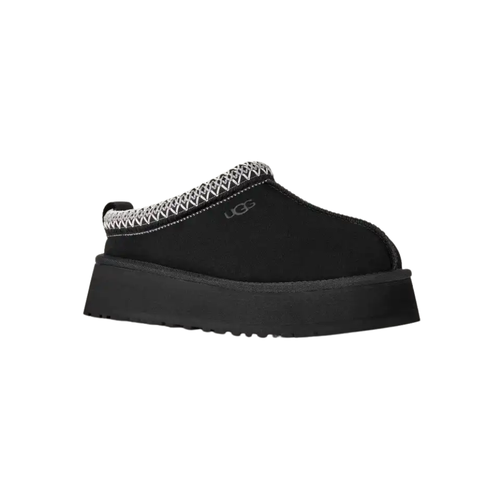 UGG Women's Tazz II Black Suede Platform Slippers Clogs Cozy Slip On