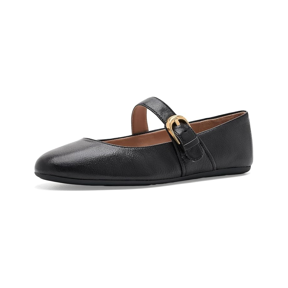 Cole Haan Women's Grand Ambition Alissa Mary Jane Flats – Black Tumbled Leather