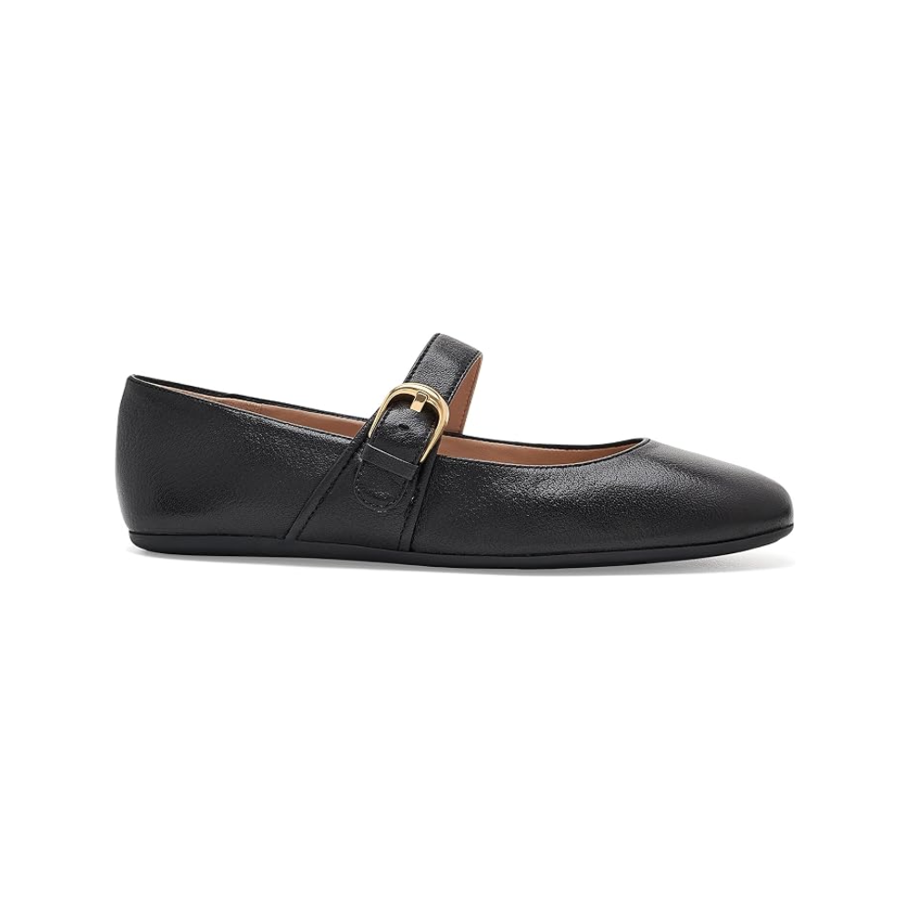 Cole Haan Women's Grand Ambition Alissa Mary Jane Flats – Black Tumbled Leather